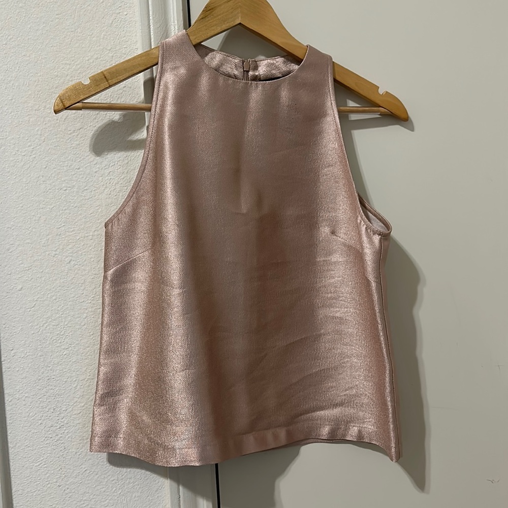 Zara metallic rose gold halter top